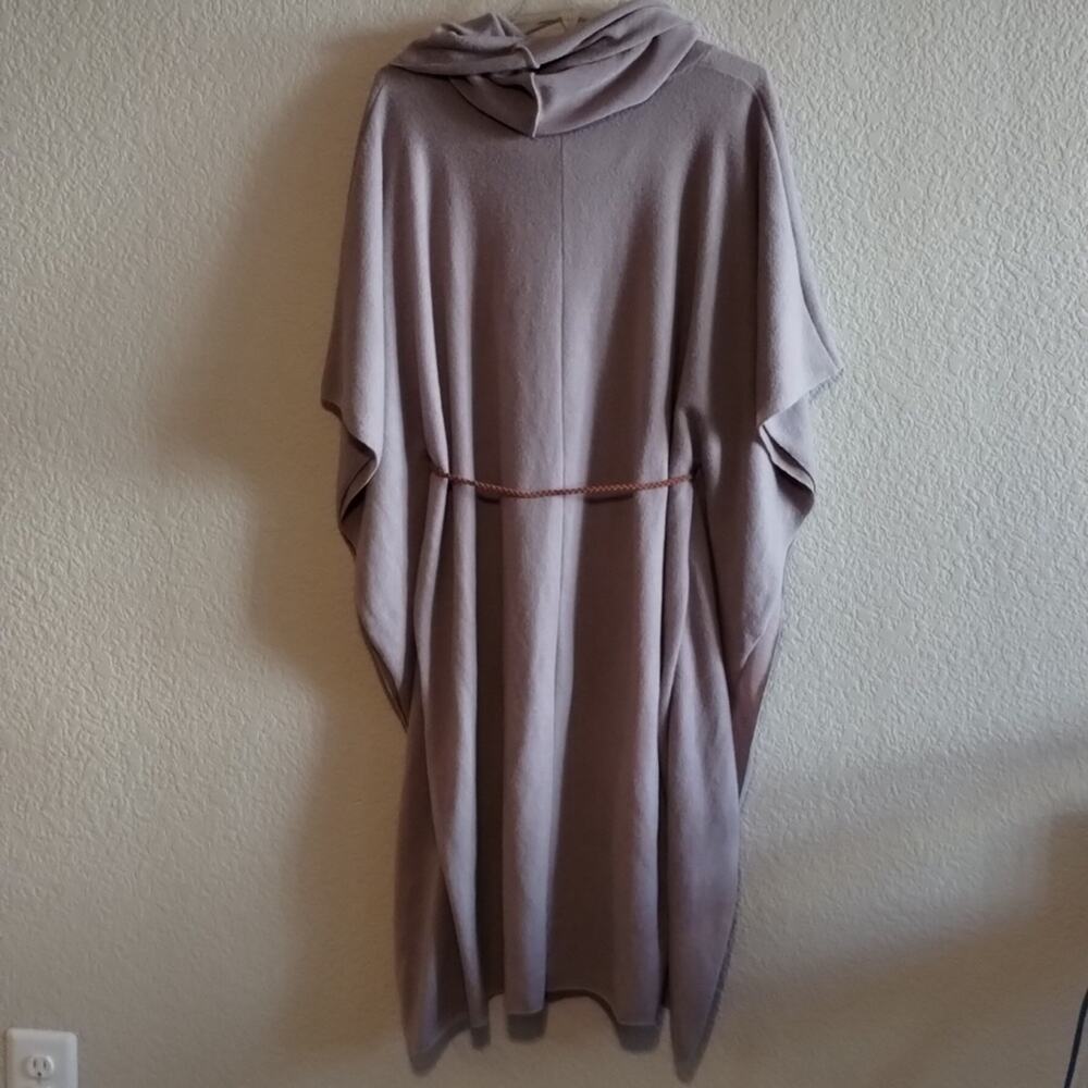 Flamingo Urban NEW Braided Fringe Belt Tan Cowl Neck Oversize Knit Poncho/Top L - Picture 2 of 11